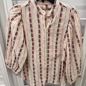 Pilcro Anthropologie Embroidered Button-Up Shirt Sz Small